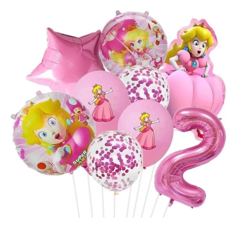 Kit de Globos Princesa Peach & Mario Bros Número 2
