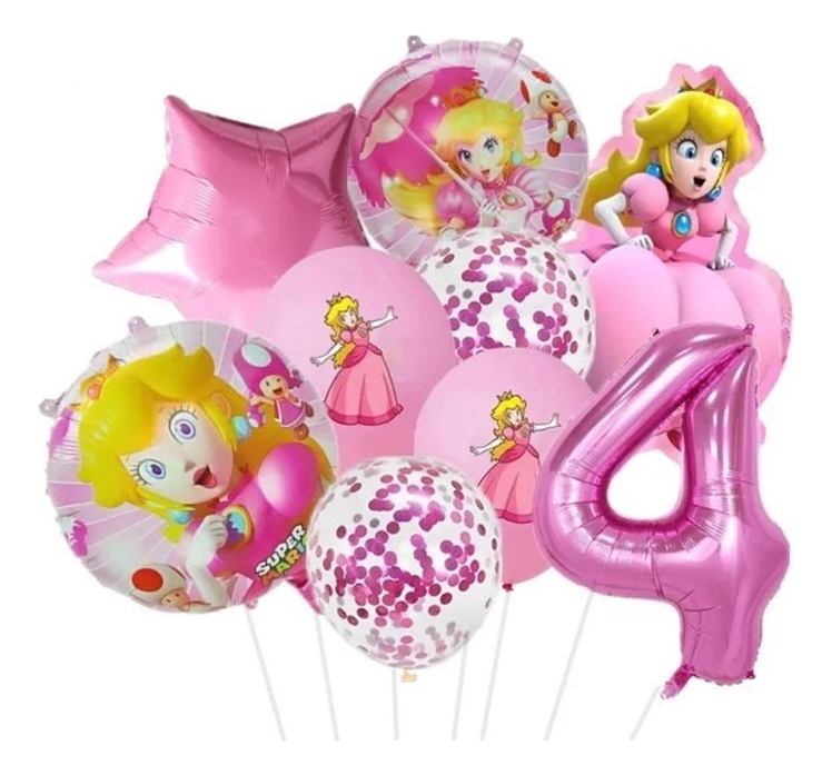 Kit de Globos Princesa Peach & Mario Bros Número 4