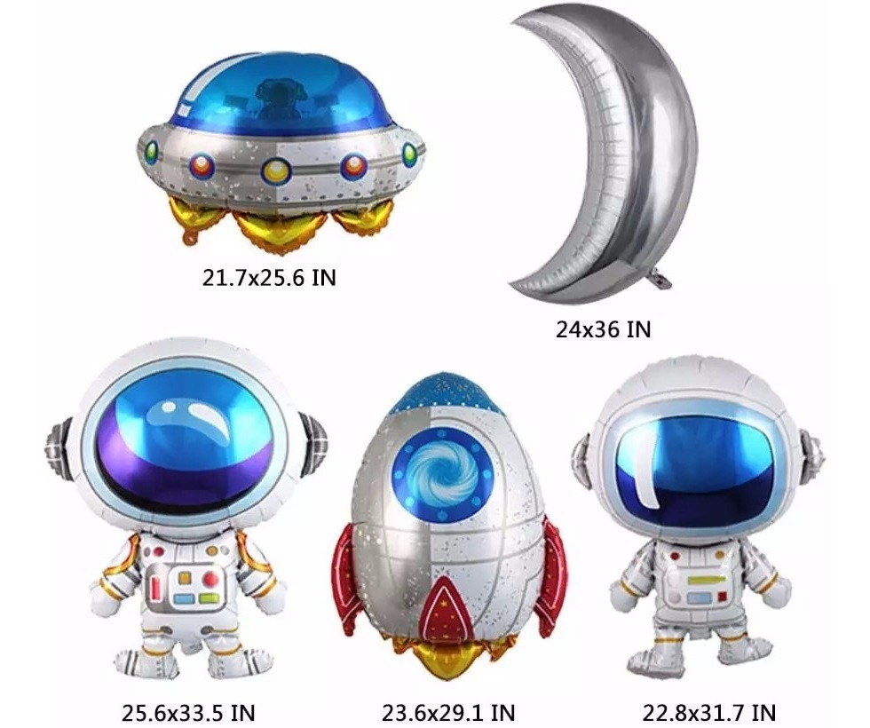 Foto 2 | 5 Globos Metálicos De Astronauta Cohete Fiestas Cumpleaños