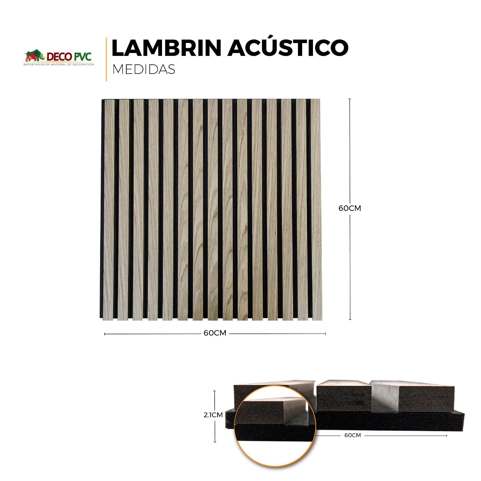 Foto 5 pulgar | Lambrín Acústico Panel Decorativo 60 x 60 cm 4 Piezas