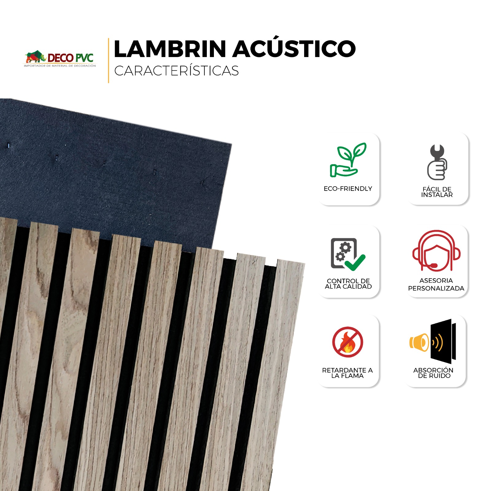 Foto 7 pulgar | Lambrín Acústico Panel Decorativo 60 x 60 cm 4 Piezas