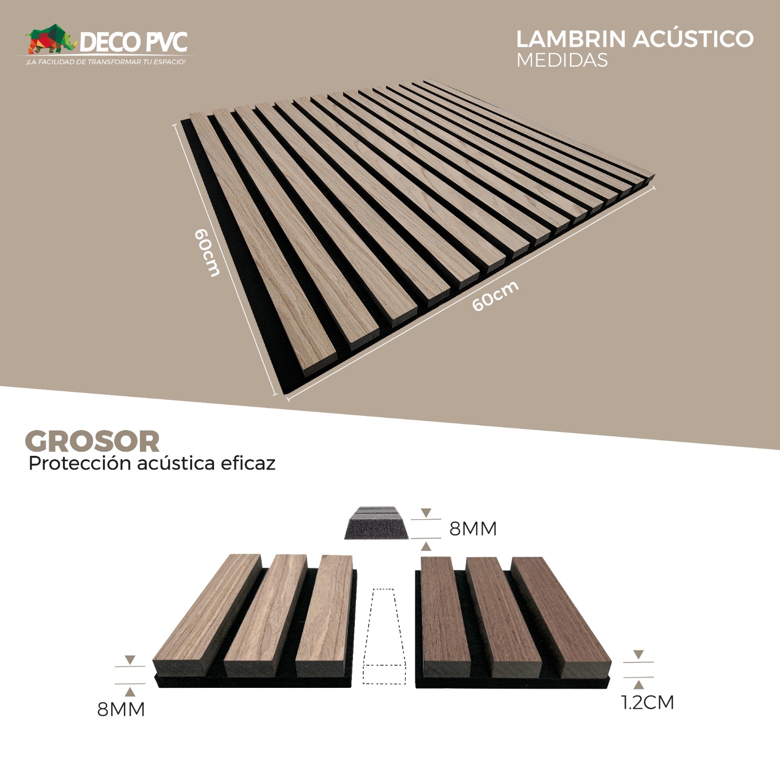 Foto 5 | Paneles Decorativos Lambrin Acústico Negro Texturizado Tipo Madera 60x60 cm 4 Piezas