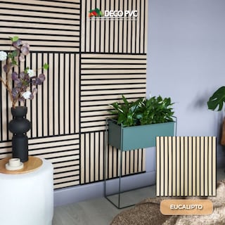Foto 2 | Lambrin Acústico Eucalipto para Muro 60 x 60cm tipo Madera 4 Piezas