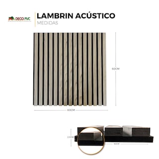 Foto 4 | Lambrin Acústico Eucalipto para Muro 60 x 60cm tipo Madera 4 Piezas