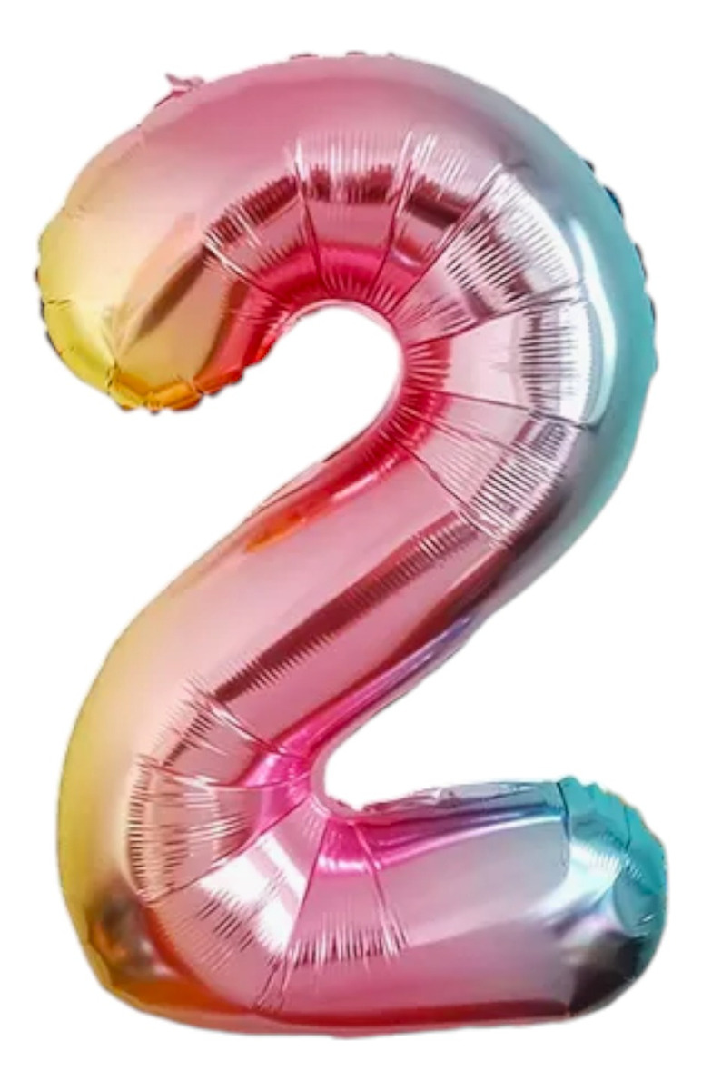 Globo Número Gigante Metálico Arcoíris 100 cm Colores 40'' número 2