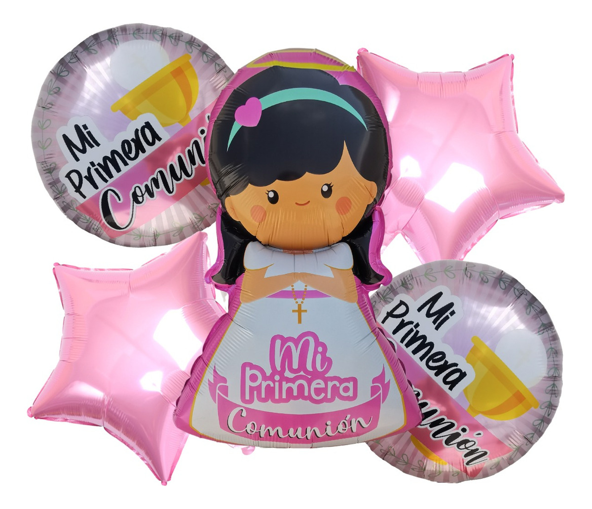 Foto 2 pulgar | Kit de 5 Globos para Primera Comunión Rosa