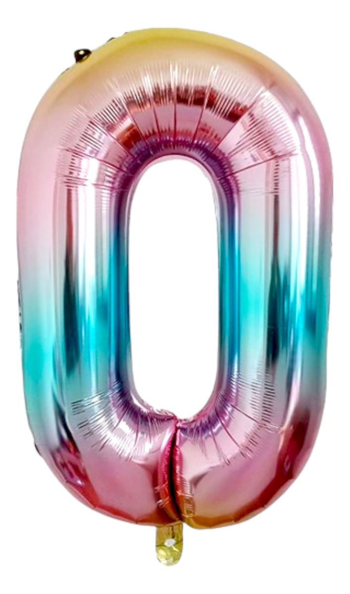 Globo Número Gigante Metálico Arcoiris 100 cm Colores 40'' número 0