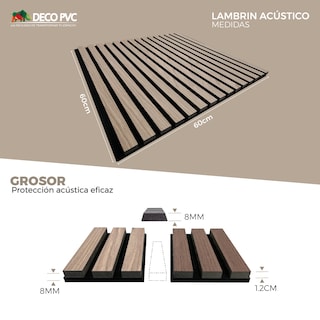 Foto 4 | Lambrín Acústico Nogal Expreso para Muro Tipo Madera 60 x 60 cm 4 piezas