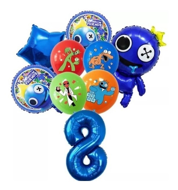 Kit de Globos Rainbow Friends para Fiestas #8 Azul