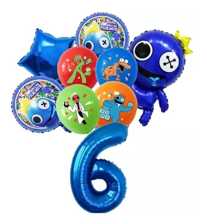 Kit de Globos Rainbow Friends para Fiestas #6 Azul
