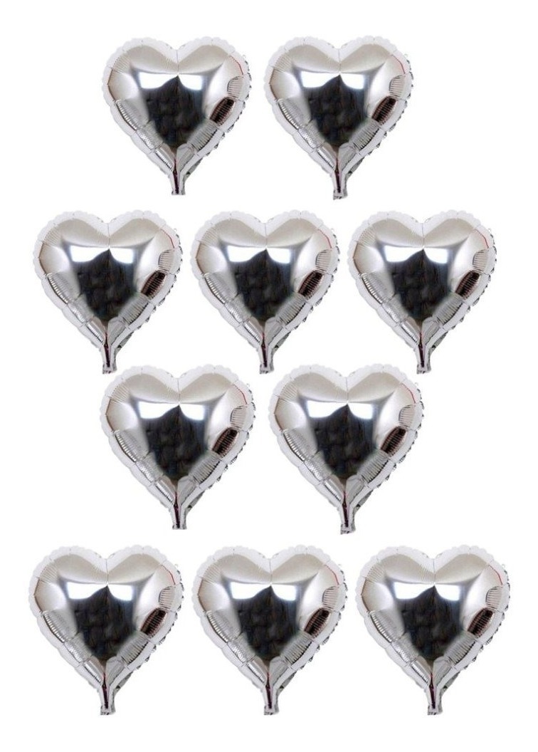 Foto 4 pulgar | 10 Globo Metalico Corazon 18pul Arma Tu Paquete De 10 En 10 Plata