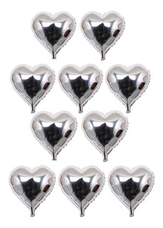 Foto 3 | 10 Globo Metalico Corazon 18pul Arma Tu Paquete De 10 En 10 Plata