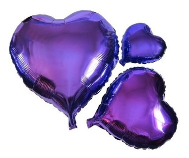 Foto 1 | 10 Globo Metalico Corazon 18pul Arma Tu Paquete De 10 En 10 Purpura