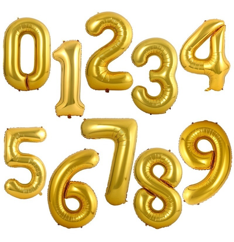 Foto 2 pulgar | 10 Globos Metálico Con Números Gigante 0-9 82cm Con Embalaje Dorado