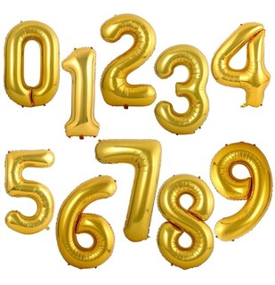Foto 1 | 10 Globos Metálico Con Números Gigante 0-9 82cm Con Embalaje Dorado