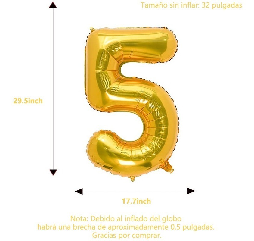 Foto 4 pulgar | 10 Globos Metálico Con Números Gigante 0-9 82cm Con Embalaje Dorado