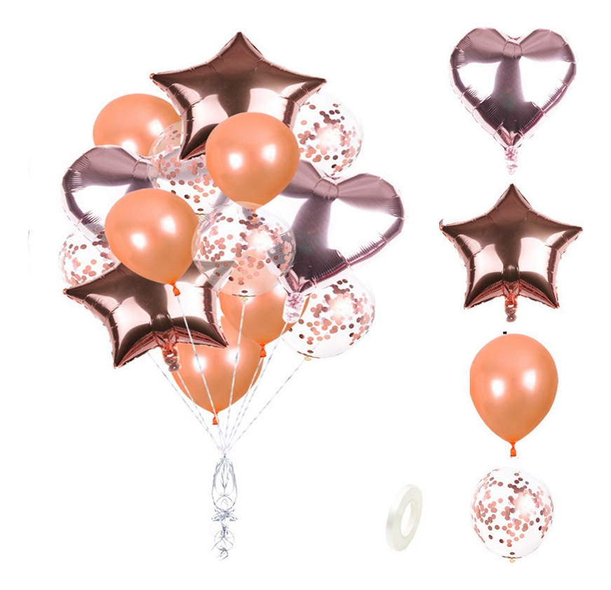 Globos Metálicos Wünd Rosas 14 Piezas