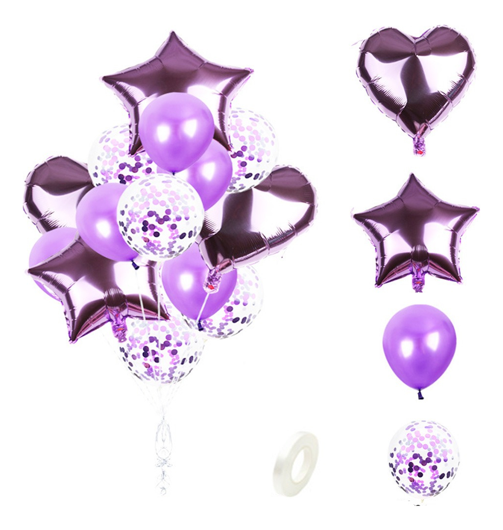 Globos Metálicos Wünd Púrpuras 14 Piezas