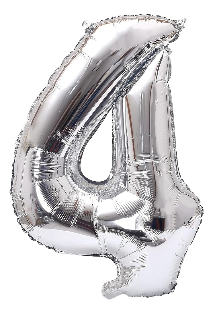 Globo Metálico Numero 4 Gigante 84 cm Plateados