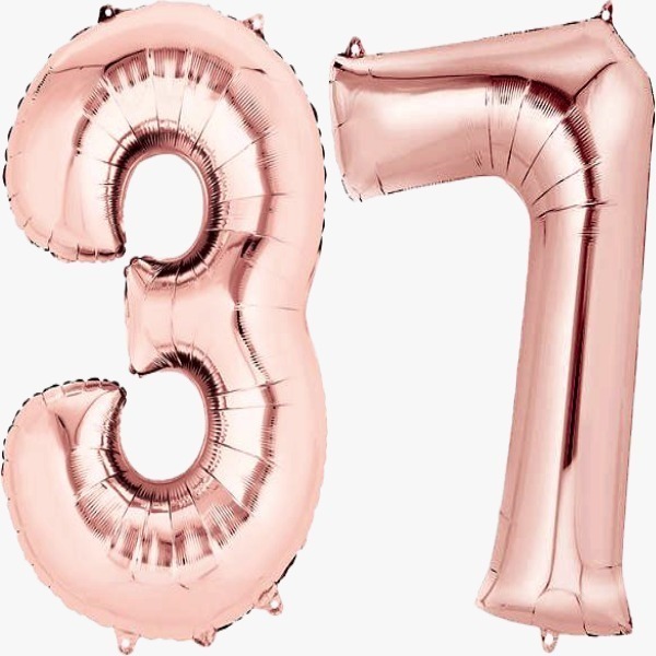2 Globos De Números 1 Metro Jumbo Rosa Gold (40 Pulgadas)par 37