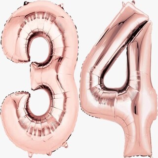 Foto 1 | 2 Globos De Números 1 Metro Jumbo Rosa Gold (40 Pulgadas)par 34