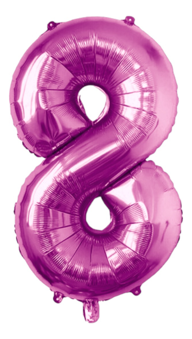 Globo Número 8 Metálico Rosa 80 cm