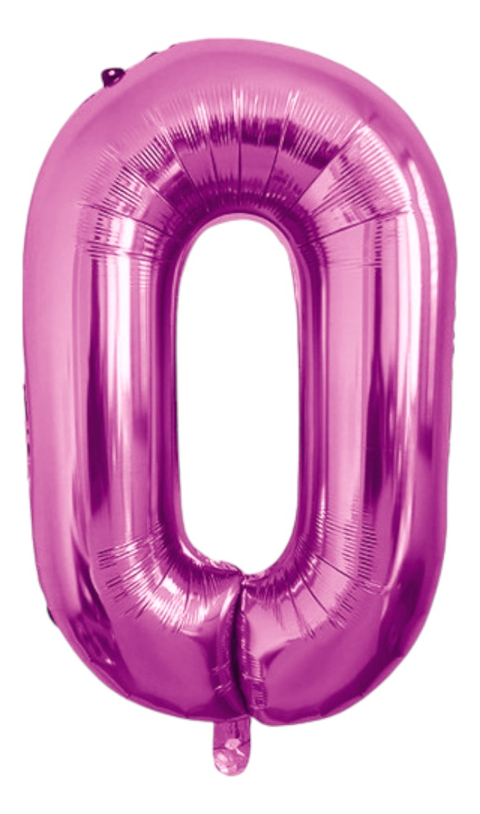 Globo Número 0 Metálico Rosa 80 cm Rosa