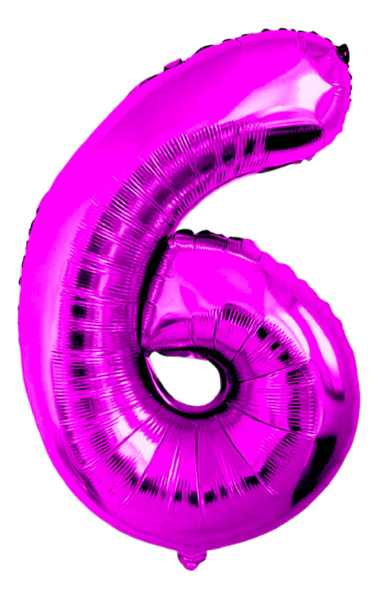 Globo Número Gigante Metálico Fucsia 100 Cm Rosa Fuerte 40'' 6