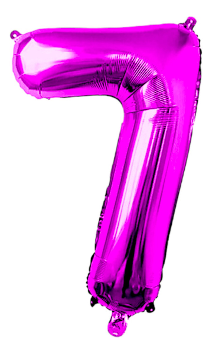 Globo Número Gigante Metálico Fucsia 100 Cm Rosa Fuerte 40'' 7