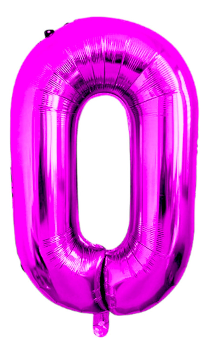 Globo Número Gigante Metálico Fucsia 100 Cm Rosa Fuerte 40'' 0