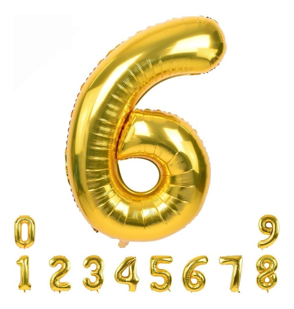 Numero Globo Metalico Plata Dorado Grande 82cm Decoracion 6