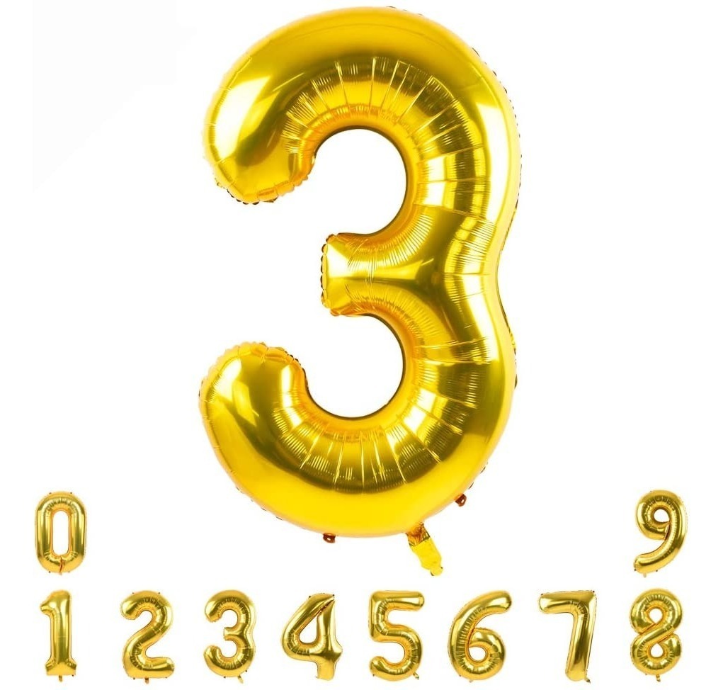 Numero Globo Metalico Plata Dorado Grande 82cm Decoracion 3