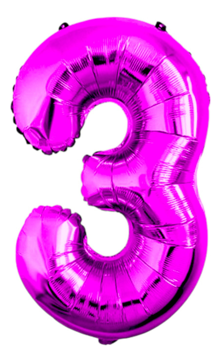 Globo Número Gigante Metálico Fucsia 100 Cm Rosa Fuerte 40'' 3