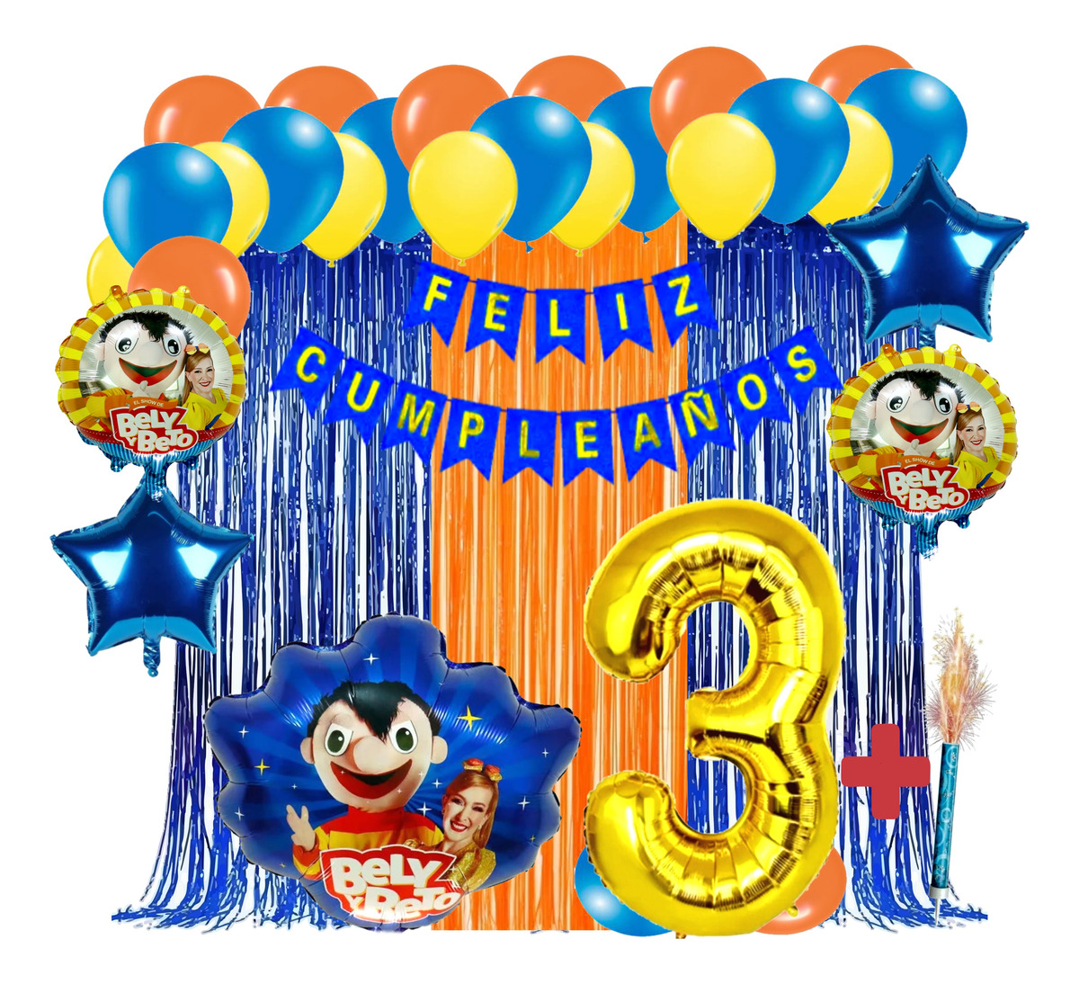 Kit de Globos Bely y Beto Completo Decoración para Cumpleaños Número 3