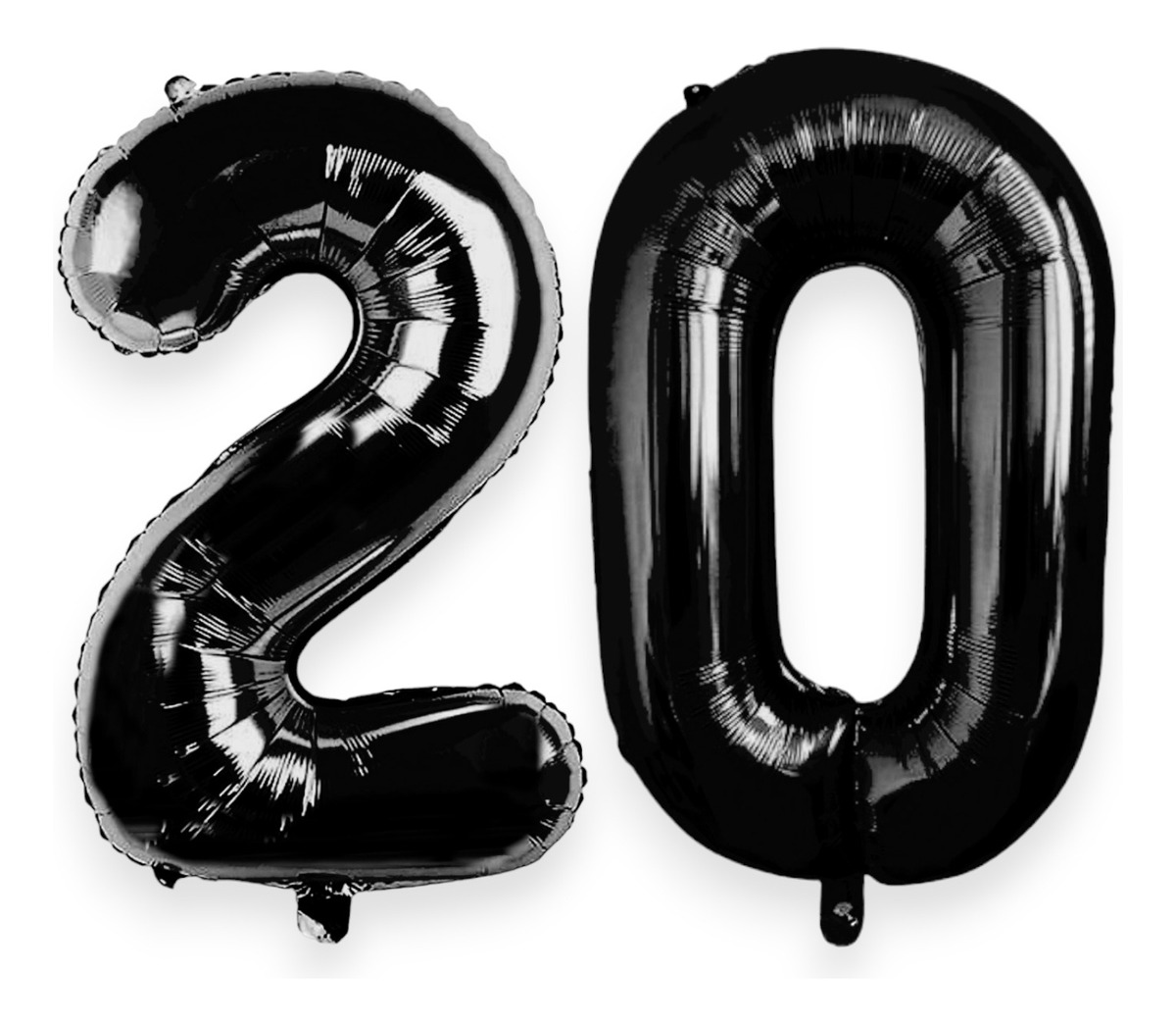 Kit 2 Globos Número Grande Metálico Negro 80 cm 32'' 20