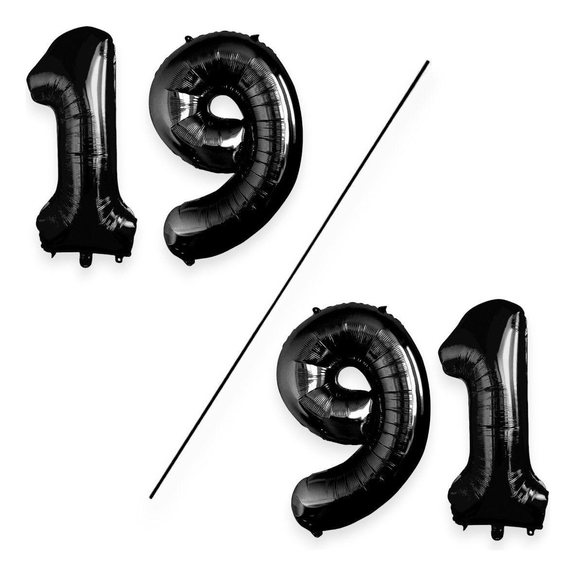 Kit 2 Globos Número Grande Metálico Negro 80 cm 32'' 19/91