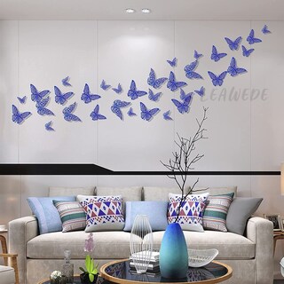 Foto 2 | Mariposas Decorativas Wünd 3D Pared Color Azul 72 Piezas