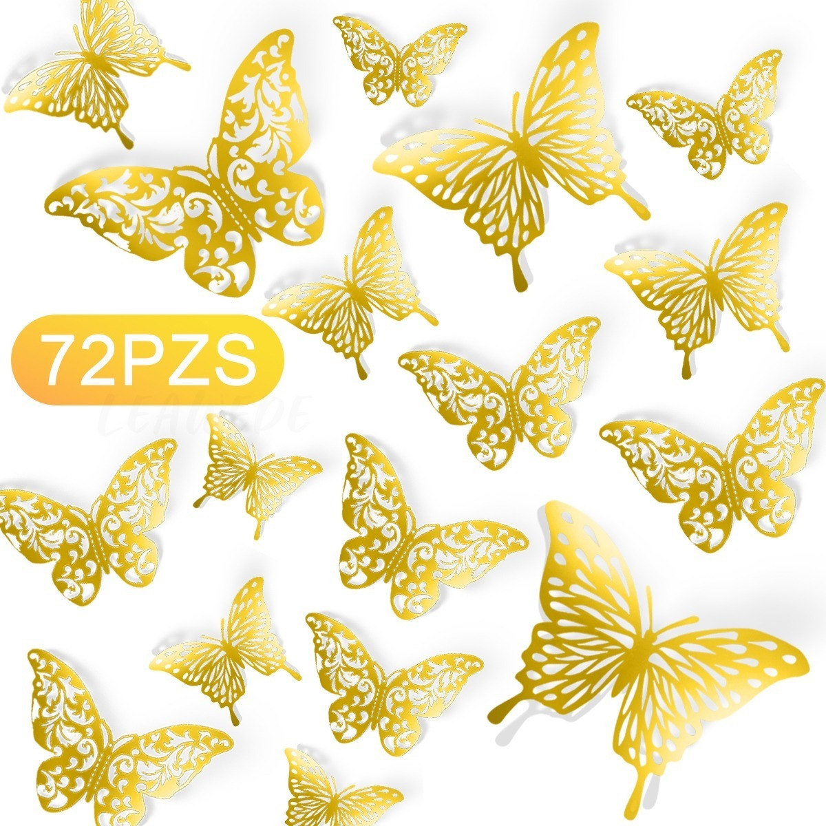 Mariposas Decorativas Wünd 3d color Oro 72 Piezas