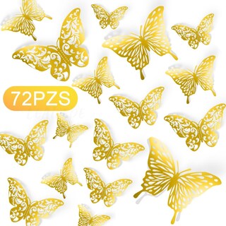 Foto 1 | Mariposas Decorativas Wünd 3d color Oro 72 Piezas