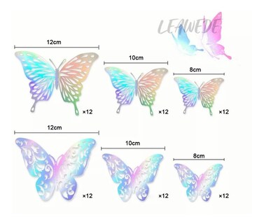 Foto 2 | Mariposas Decorativas Wünd 3D color Plata 72 Piezas