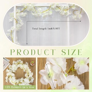 Foto 3 | 2 Pcs Flores Artificiales De Cerezo Decoración Boda Y Fiesta Blanco