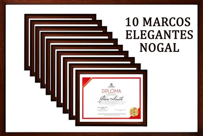 Foto 2 | 10 Marcos Tamaño Carta, Diploma, Reconocimiento Con Vidrio Nogal