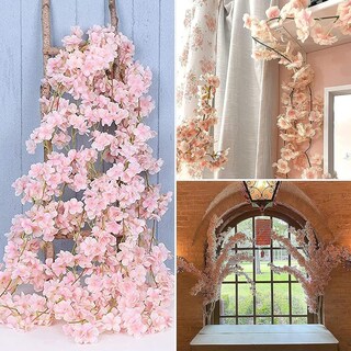 Foto 3 | 2 Pcs Flores Artificiales De Cerezo Decoración Boda Y Fiesta Rosa Claro