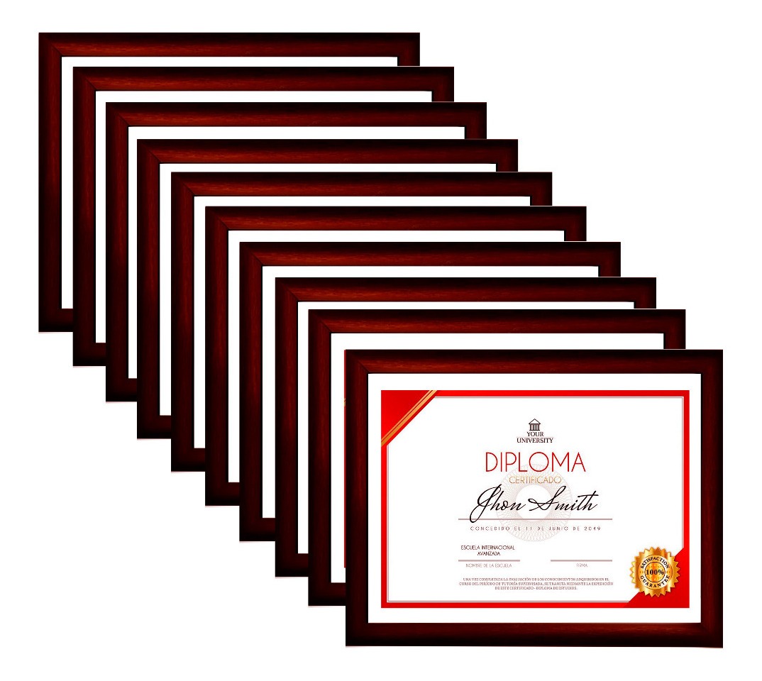 10 Marcos Tamaño Carta, Diploma, Reconocimiento Con Vidrio Vino
