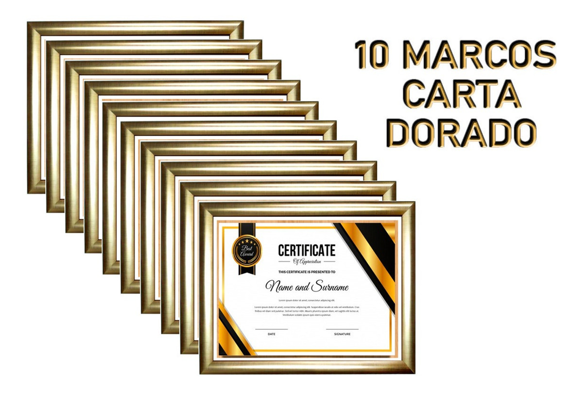 Foto 2 | 10 Marcos Tamaño Carta, Diploma, Reconocimiento Con Vidrio Dorado