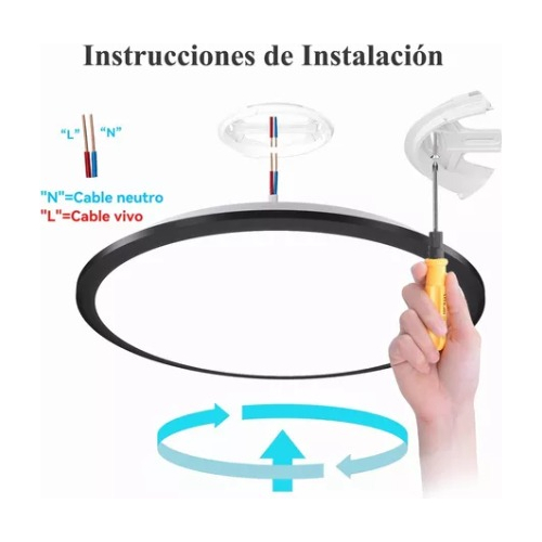 Foto 3 pulgar | Lamparas Techo 18w Luminario Led Plafón Decorativo Para Baño, Negro-18w-3500k