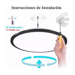 Foto 2 | Lamparas Techo 18w Luminario Led Plafón Decorativo Para Baño, Negro-18w-3500k