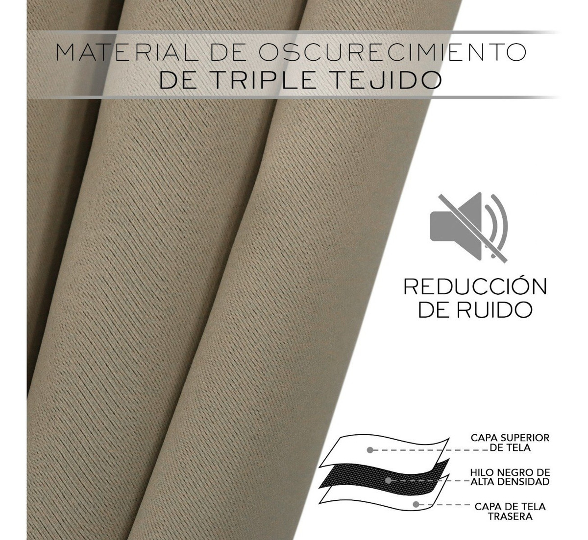 Foto 3 pulgar | Cortina Blackout En 2 Paneles 280x220cm Premium Quality Beige