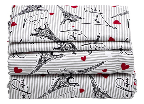 Juego De Sábanas Wünd King Size Microfibra Tacto Algodón color Cleo con Estampado Blanco/Gris