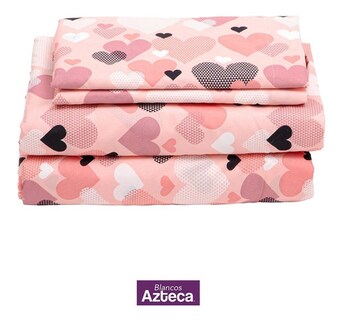 Foto 1 | Juego de Sábanas Wünd King Size Microfibra Tacto Algodón color Prada Estampado Corazones